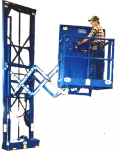 3-Axis Extended Reach Safety Lift with Rotational Basket platform - Allows Operator to Work on Entire End of Product in a Standard Booth